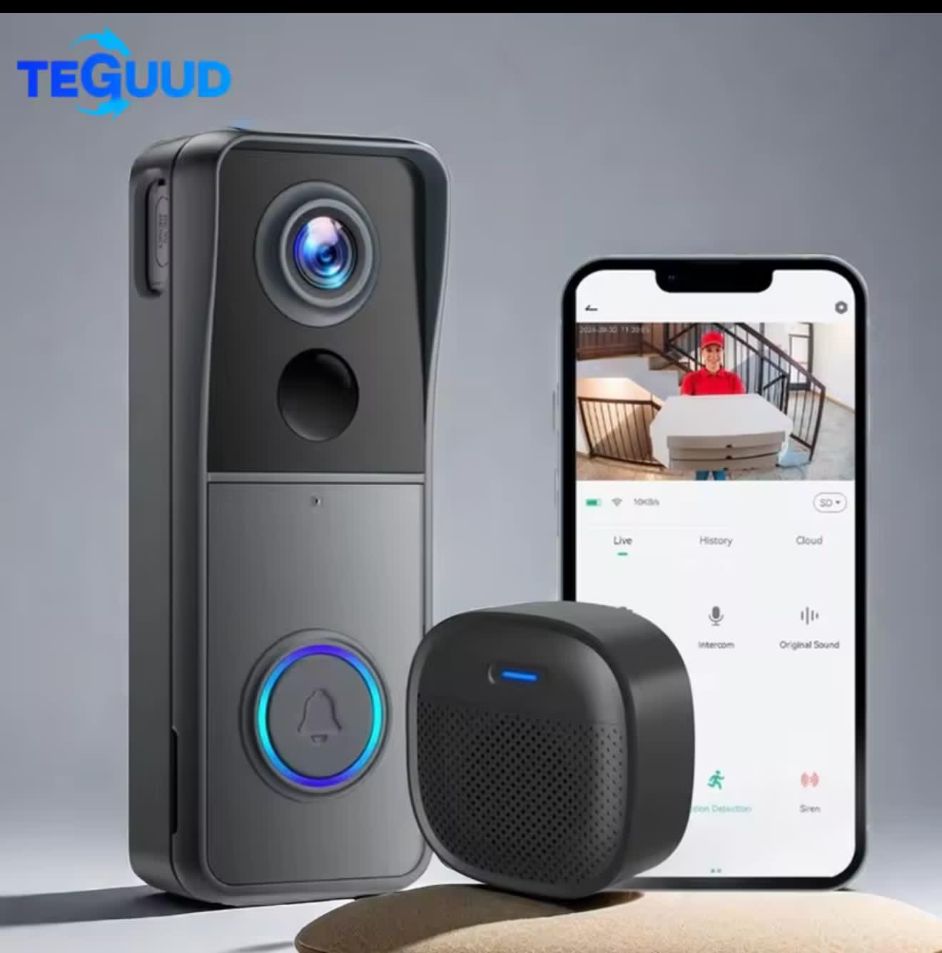 Smart home video doorbell 180 fish eye lens
