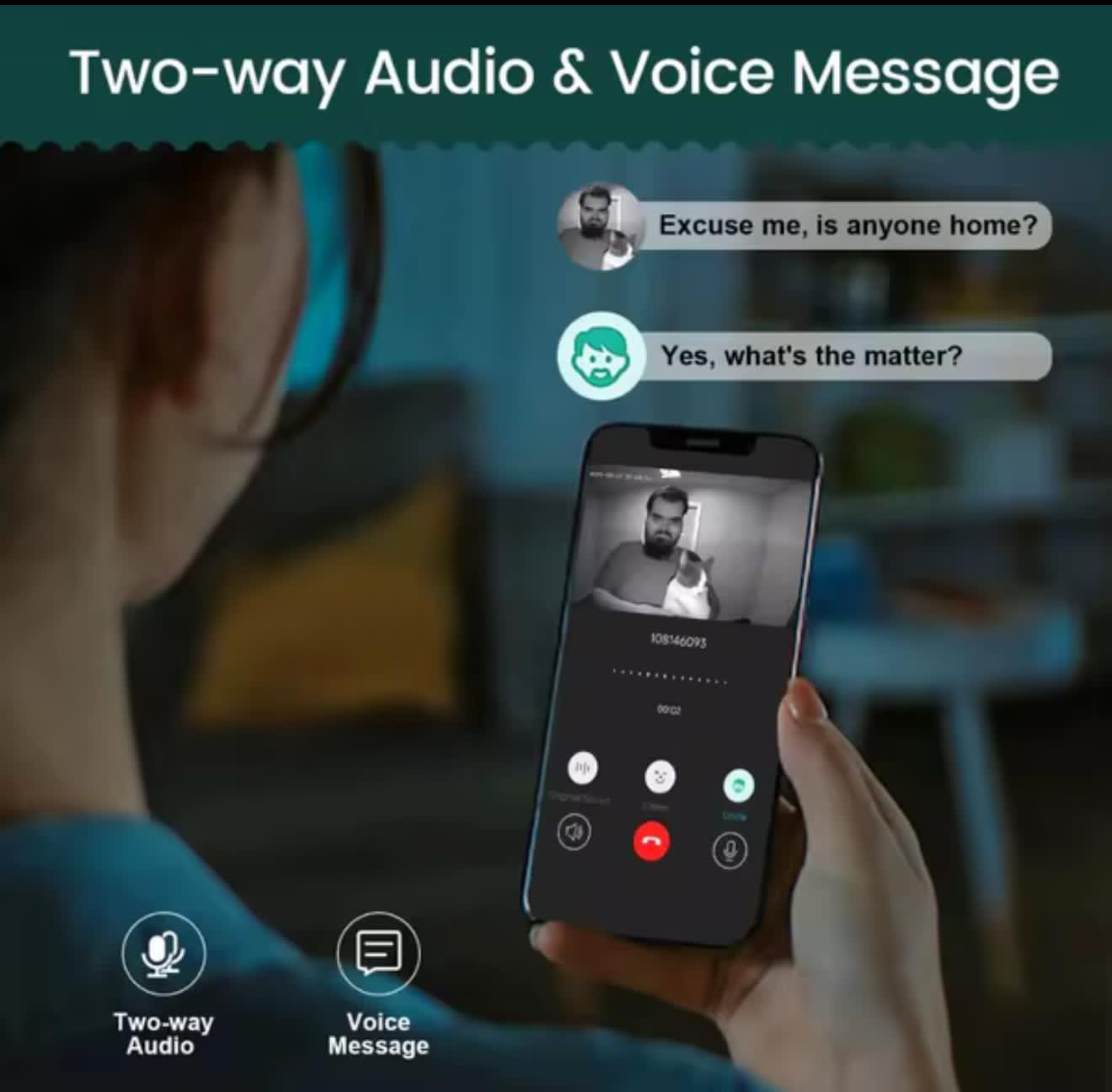 Smart home video doorbell 180 fish eye lens
