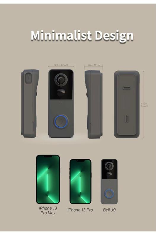 Smart home video doorbell 180 fish eye lens